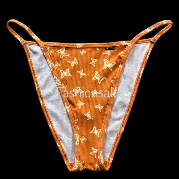 Victorias Secret Pink Soft Cotton Ribbed String Bikini panty Orange XXL - Picture 1 of 3